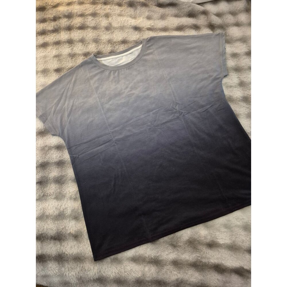 Gradient Ombre T-Shirt In Black & Grey Lightweight & Stretchy Fabric Size L
